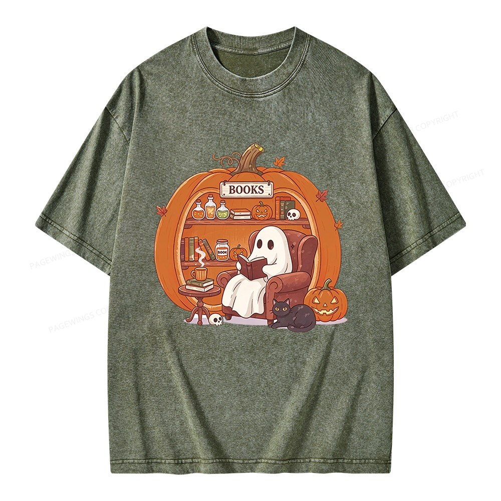 Pagewings Reading Ghost Unisex Washed T-shirt