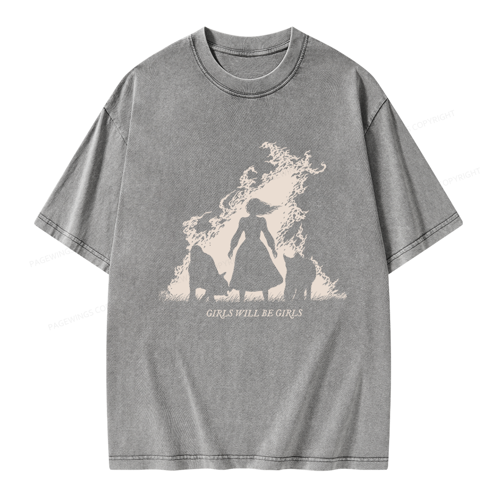 Pagewings Girls Will be Girls Unisex Washed T-shirt