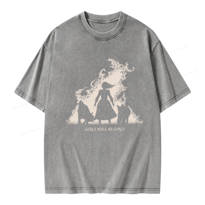 Pagewings Girls Will be Girls Unisex Washed T-shirt