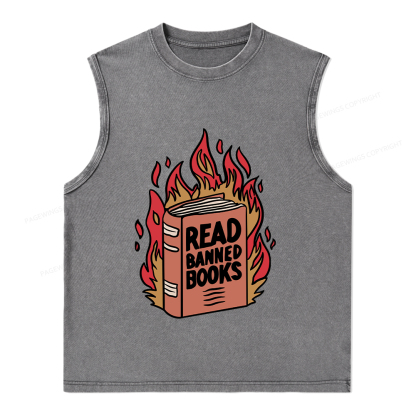 Pagewings Read Banned Books Shirt Unisex Washed Tank Top