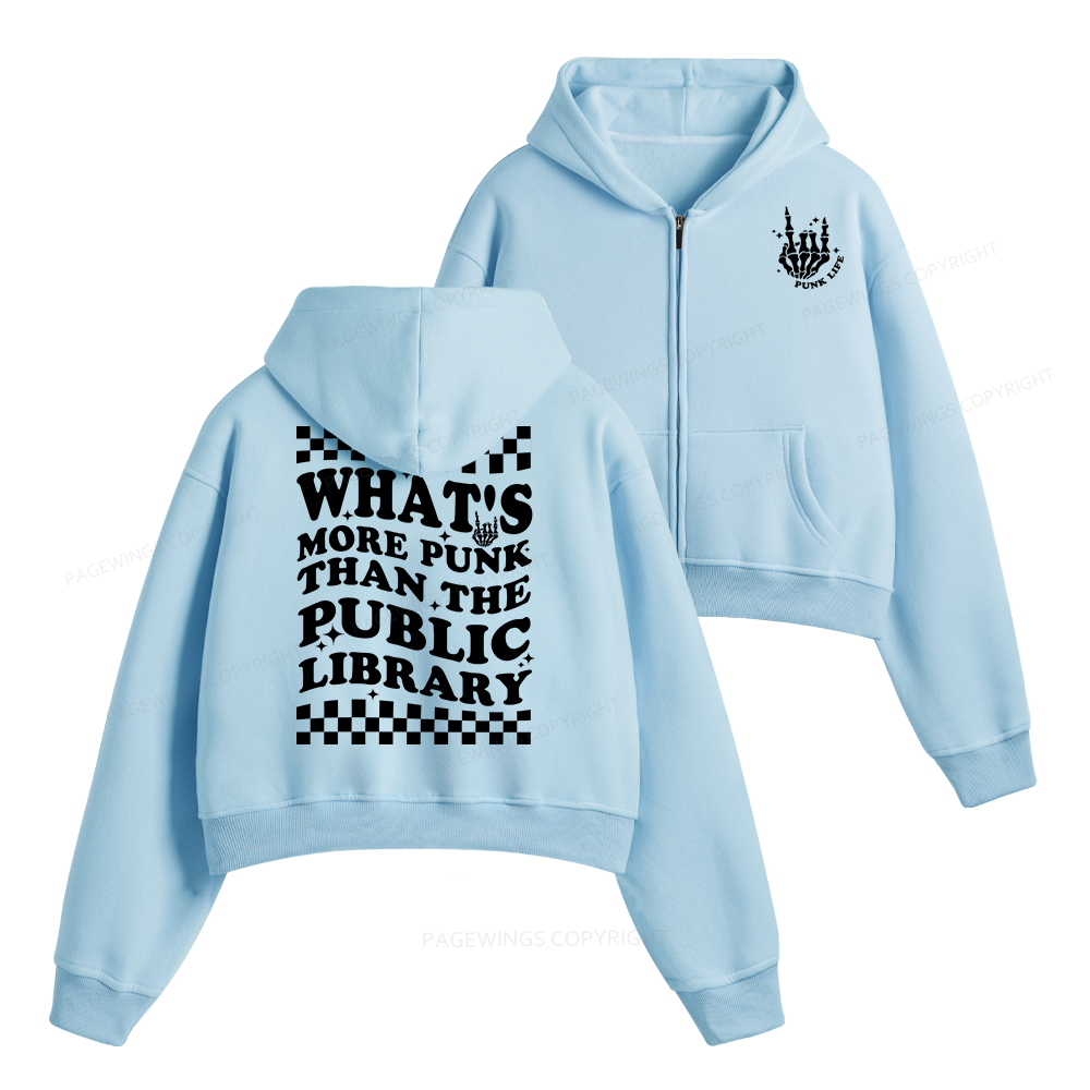Pagewings Punk The Public Library Fleece Zip-Up Hoodie
