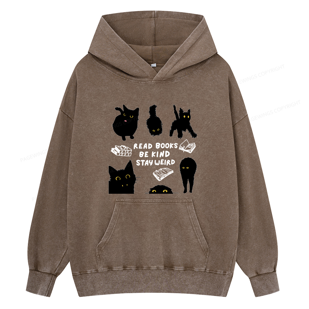 Pagewings Read Books Be Kind Stay Weird Unisex Washed Hoodie