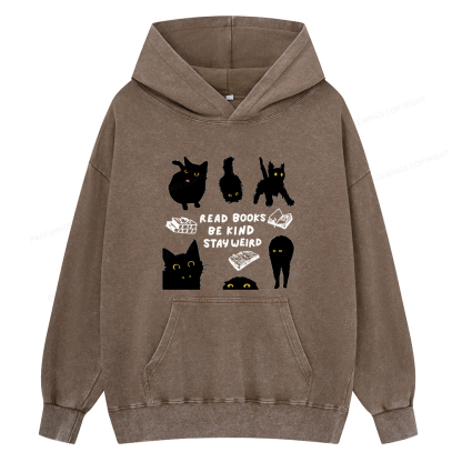 Pagewings Read Books Be Kind Stay Weird Unisex Washed Hoodie