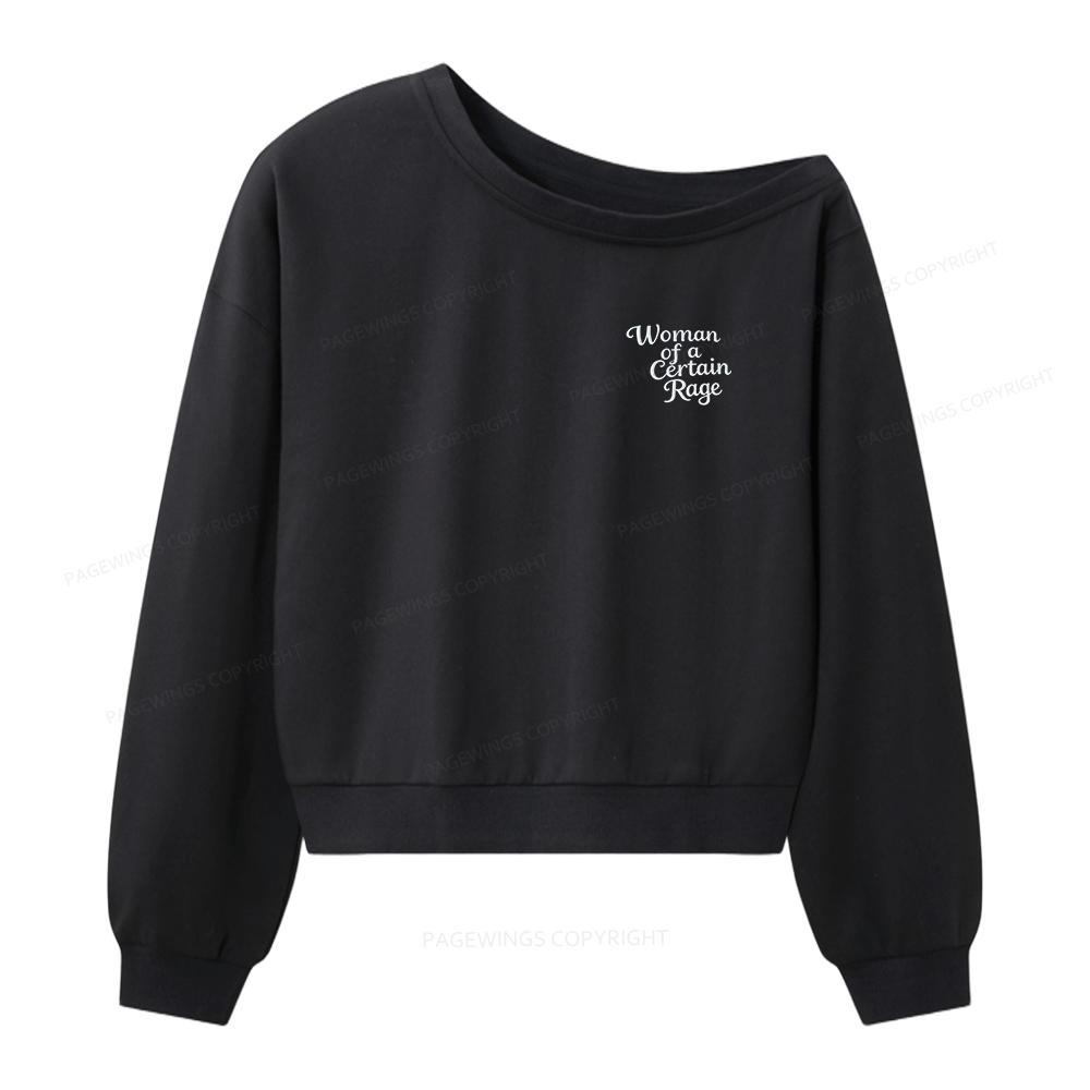 Pagewings Embroidered Woman of a Certain Rage Women Off Shoulder Sweatshirt