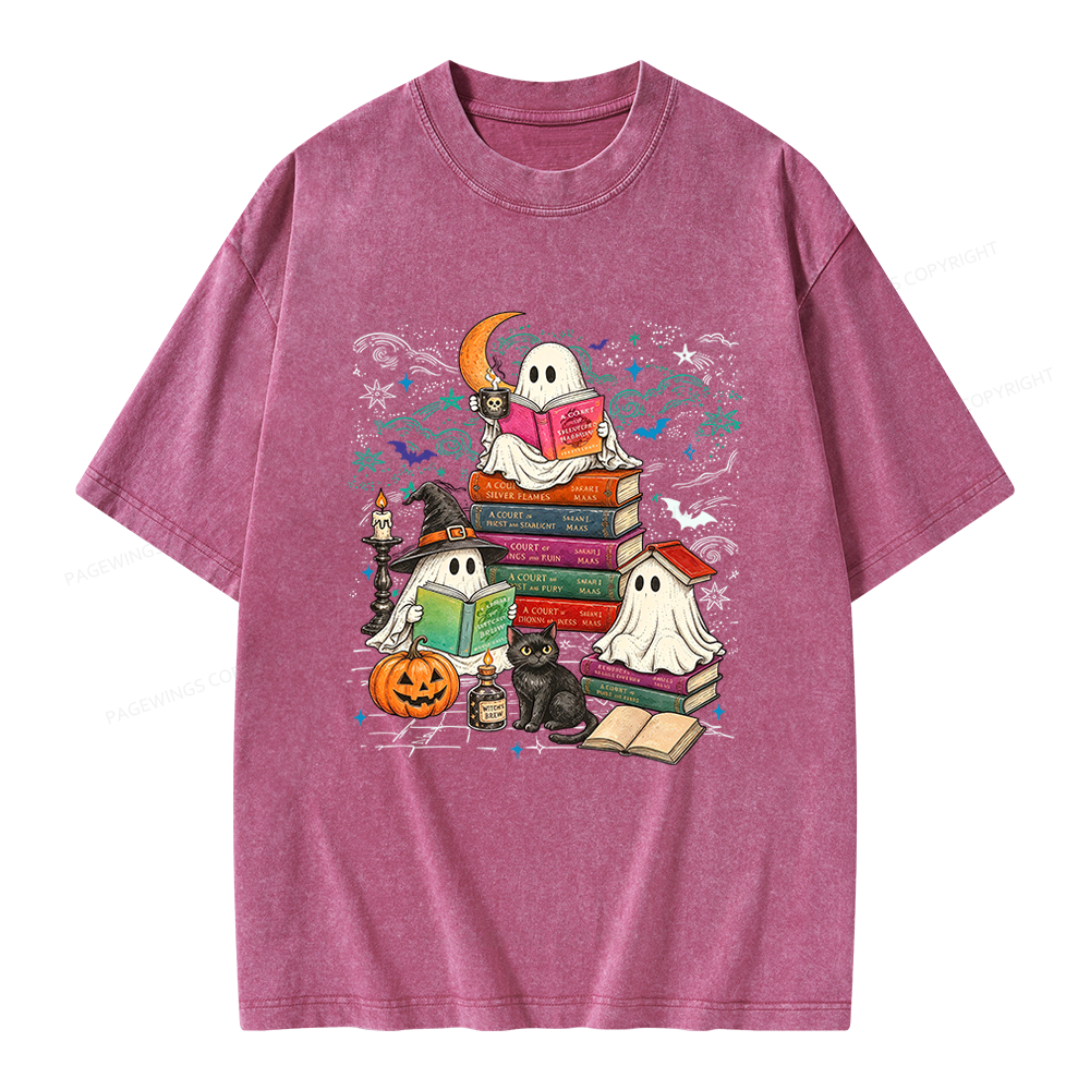Pagewings Fantasy Ghost Reader Unisex Washed T-shirt