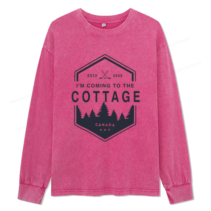 Pagewings Coming To The Cottage Unisex Washed Long Sleeve T-shirt