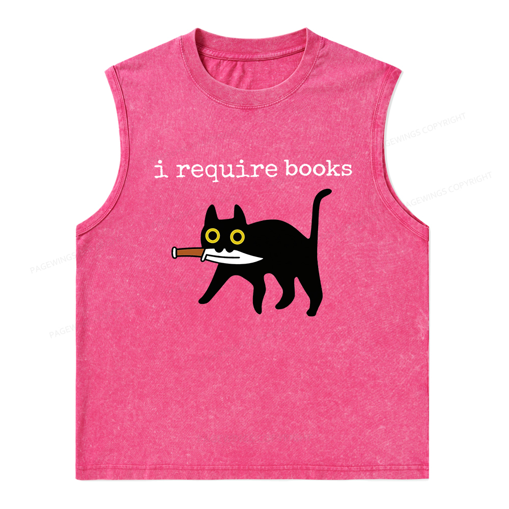 Pagewings I Require Books Unisex Washed Tank Top