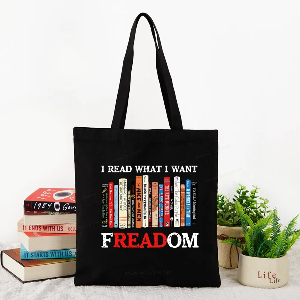 Pagewings I Read What I Want Banned Books Tote Bag
