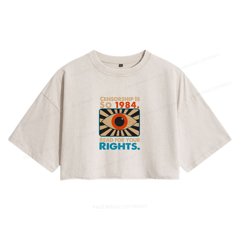 Pagewings Read For Your Rights Women's Washed Cropped T-shirt