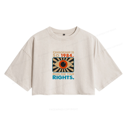 Pagewings Read For Your Rights Women's Washed Cropped T-shirt