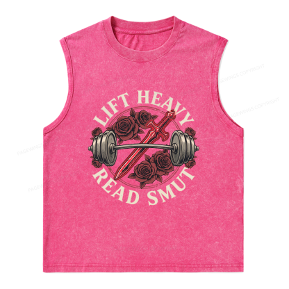 Pagewings Lift Heavy Read Smut Unisex Washed Tank Top
