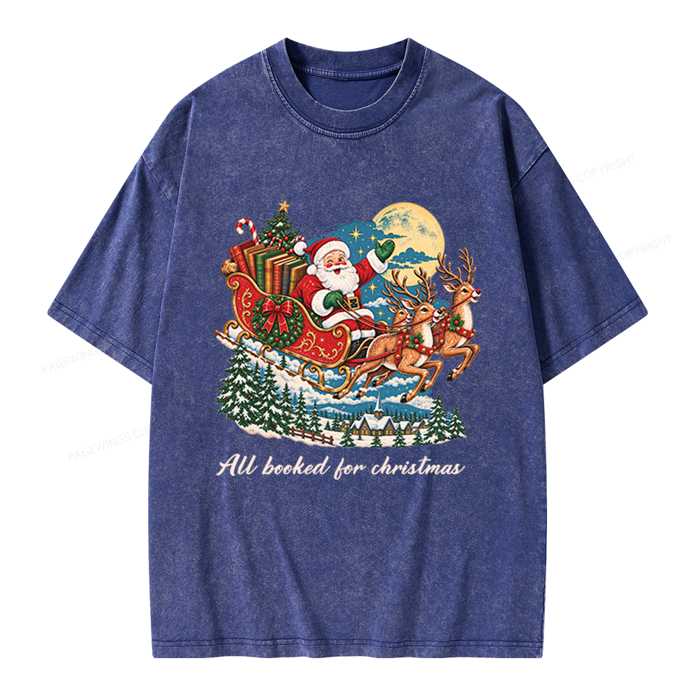 Pagewings All Booked For Christmas Unisex Washed T-shirt