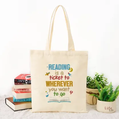 Pagewings Reading Is A Ticket Tote Bag