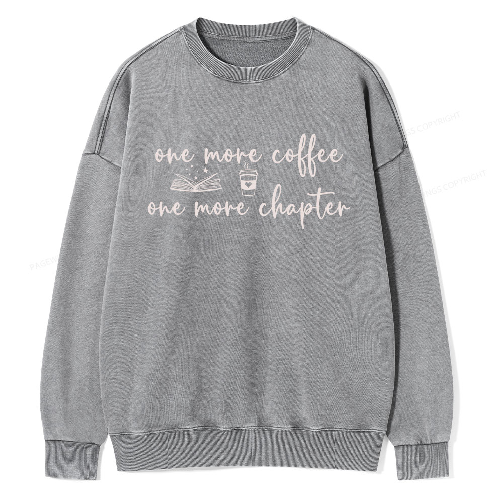 Pagewing Just One More Coffee and Books Unisex Washed Sweatshirt