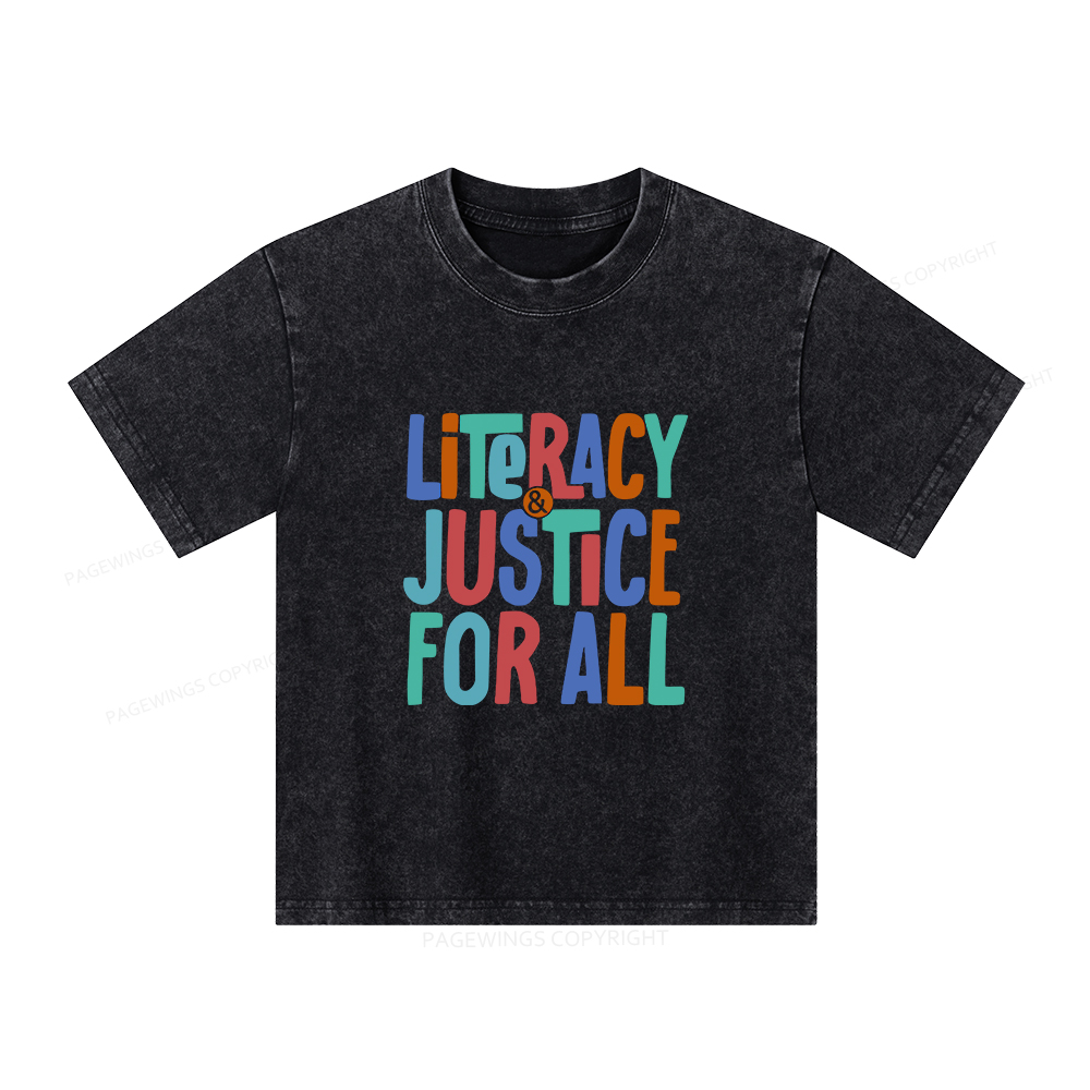 Pagewings Reading Shirt, Book Club Shirt Unisex Kids Washed T-shirt