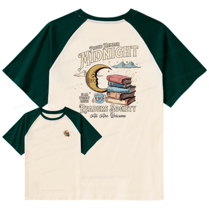 Pagewings Midnight Readers Society Raglan T-shirt