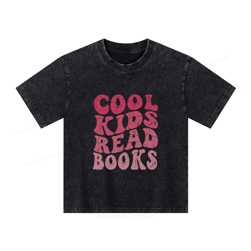 Pagewings Library Reader Book Nerd Unisex Kids Washed T-shirt