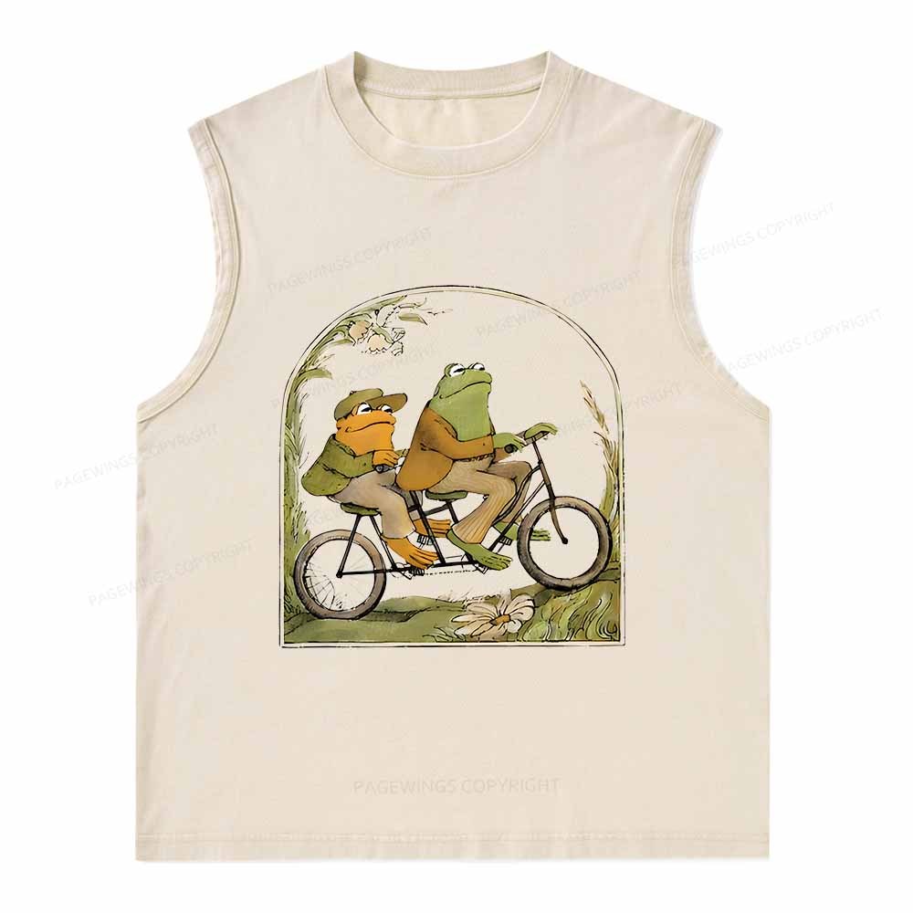 Pagewings Frog And Toad Book Vintage Unisex Washed Tank Top