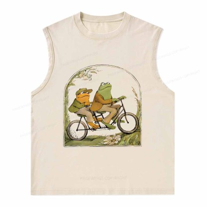 Pagewings Frog And Toad Book Vintage Unisex Washed Tank Top