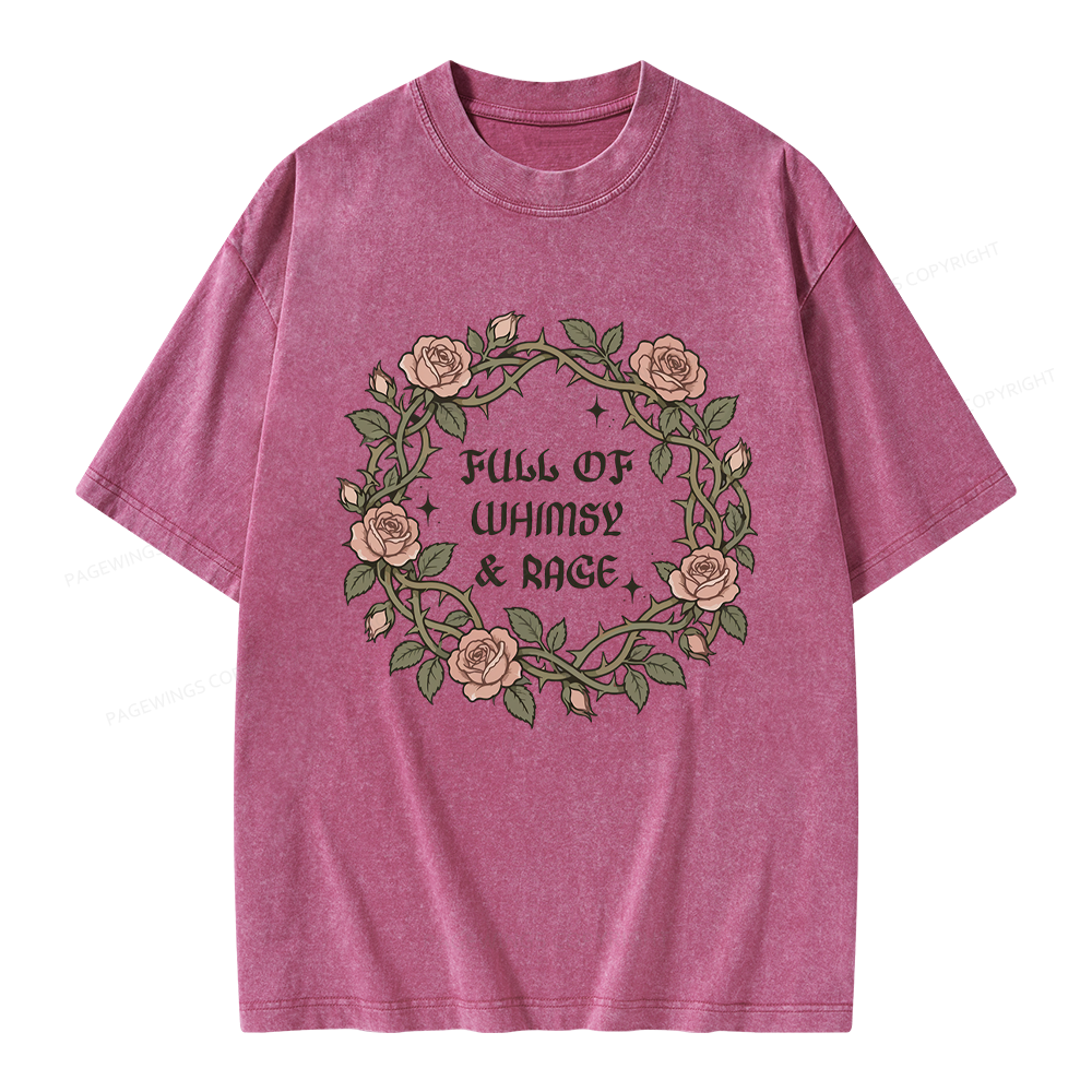 Pagewings Full of Whimsy and Rage Unisex Washed T-shirt