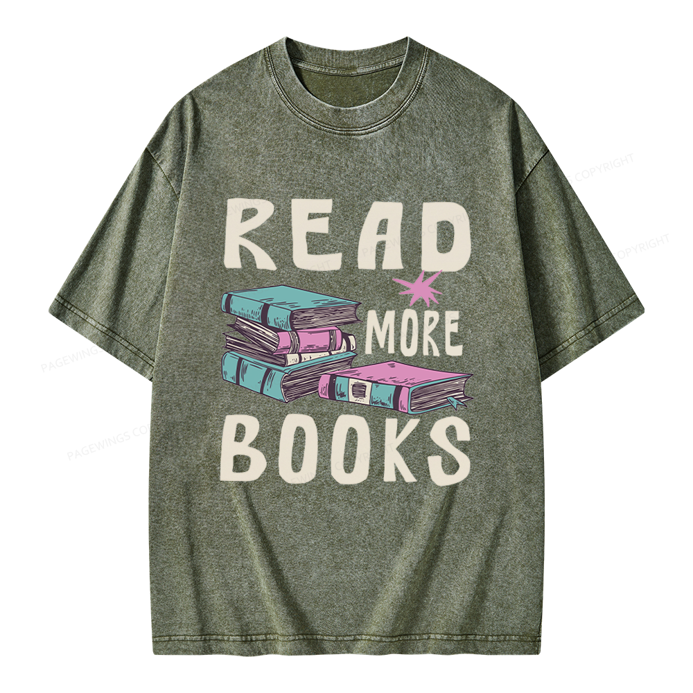 Pagewings 90s Vintage Read More Books Unisex Washed T-shirt