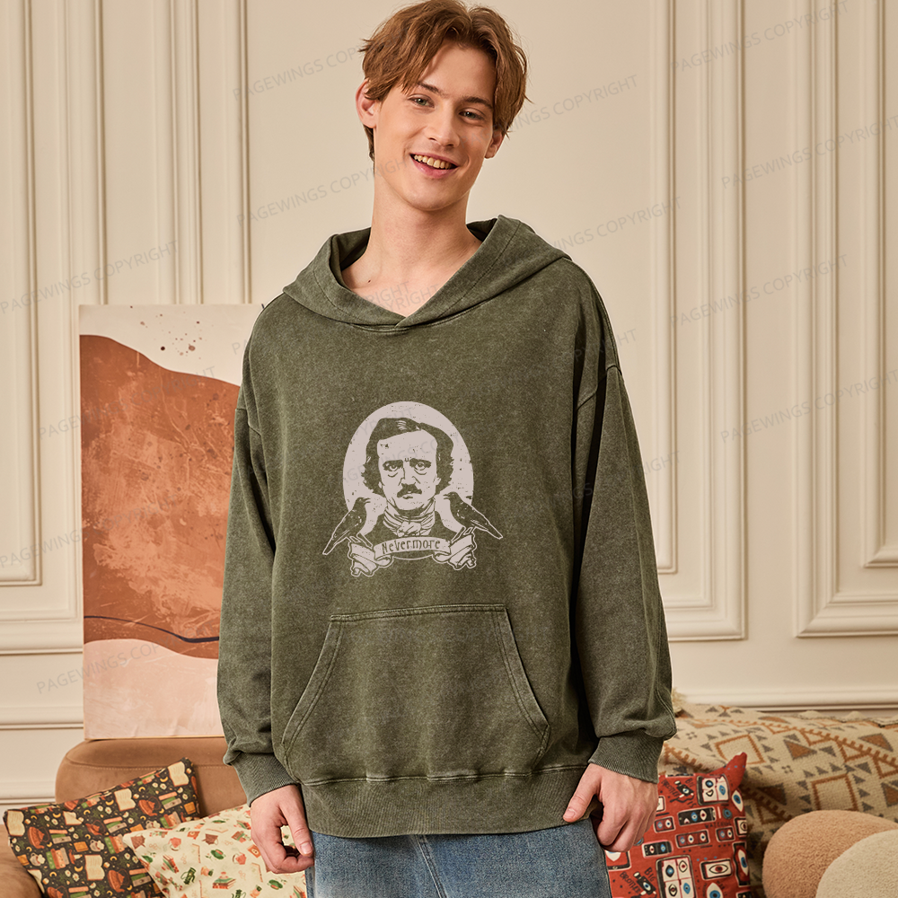 Pagewings Never More Unisex Washed Hoodie