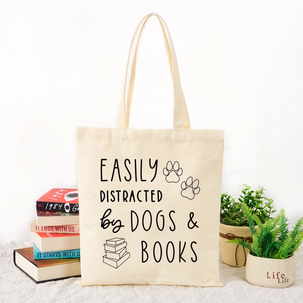Pagewings Dogs And Books Tote Bag