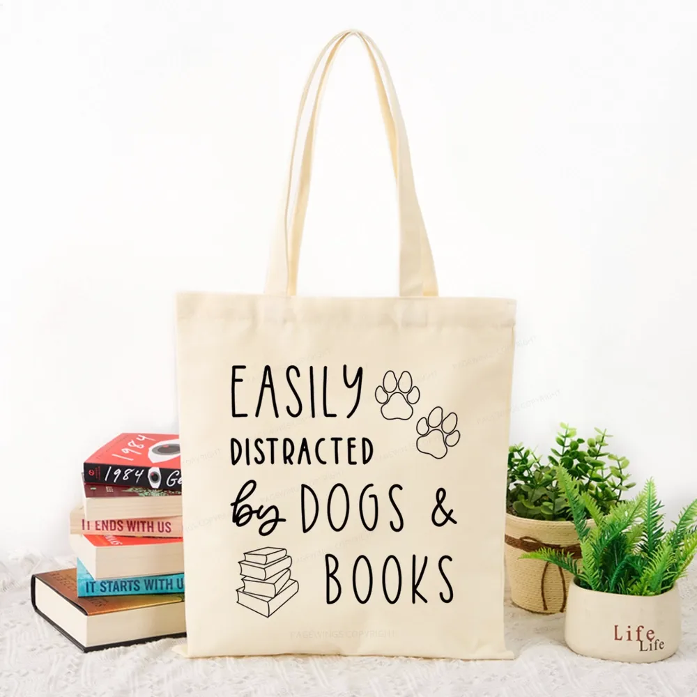 Pagewings Dogs And Books Tote Bag