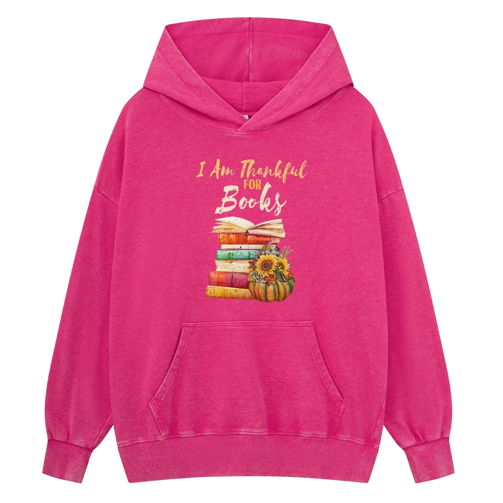 Pagewings Thanksgiving I‘m Thankful For Books Unisex Washed Hoodie