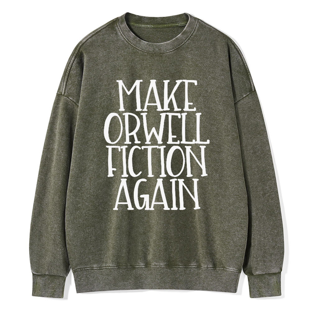 Pagewings Make Orwell Fiction Again Unisex Washed Sweatshirt