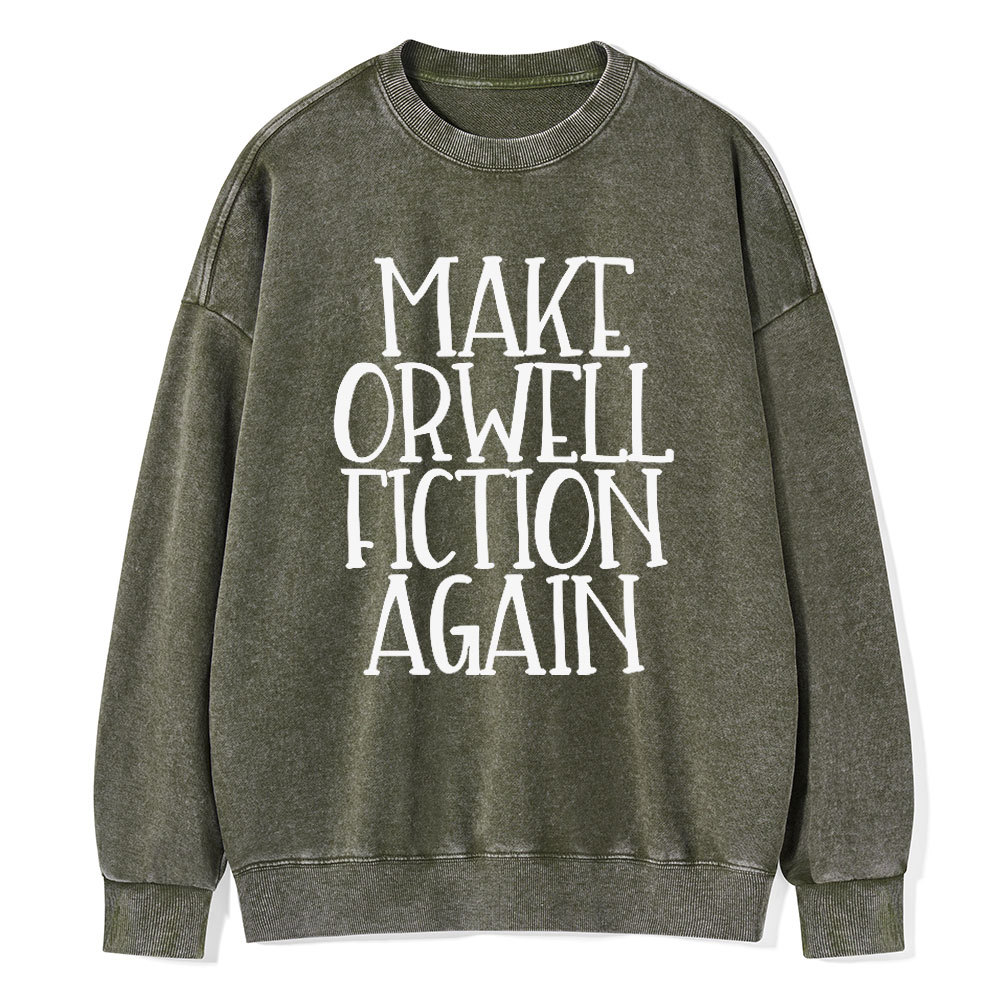 Pagewings Make Orwell Fiction Again Unisex Washed Sweatshirt