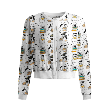 Pagewings Ghosts Love Reading Crew Neck Cardigan Sweaters