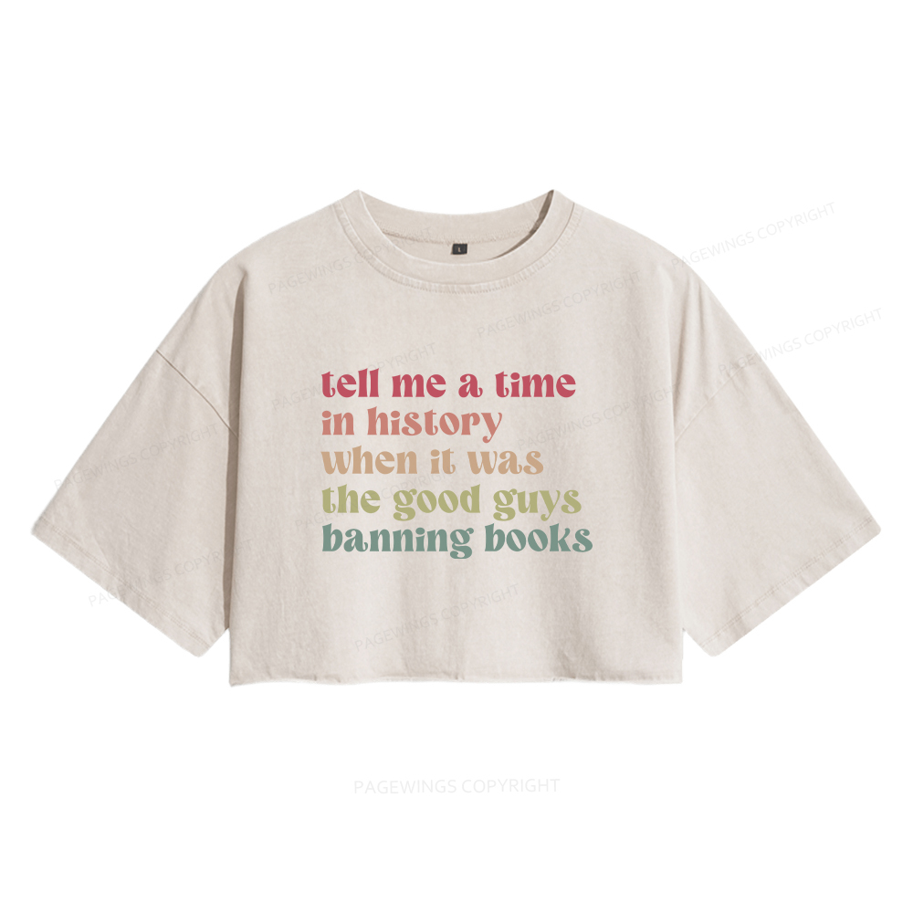 Pagewings Tell Me a Time in History Women's Washed Cropped T-shirt