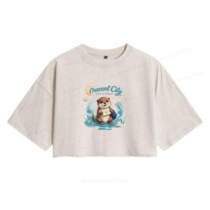 Pagewings Fantasy Book Lover Women's Washed Cropped T-shirt