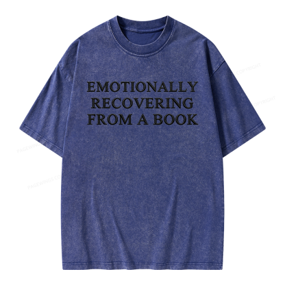Pagewings Embroidered Emotionally Recovering From a Book Unisex Washed T-shirt