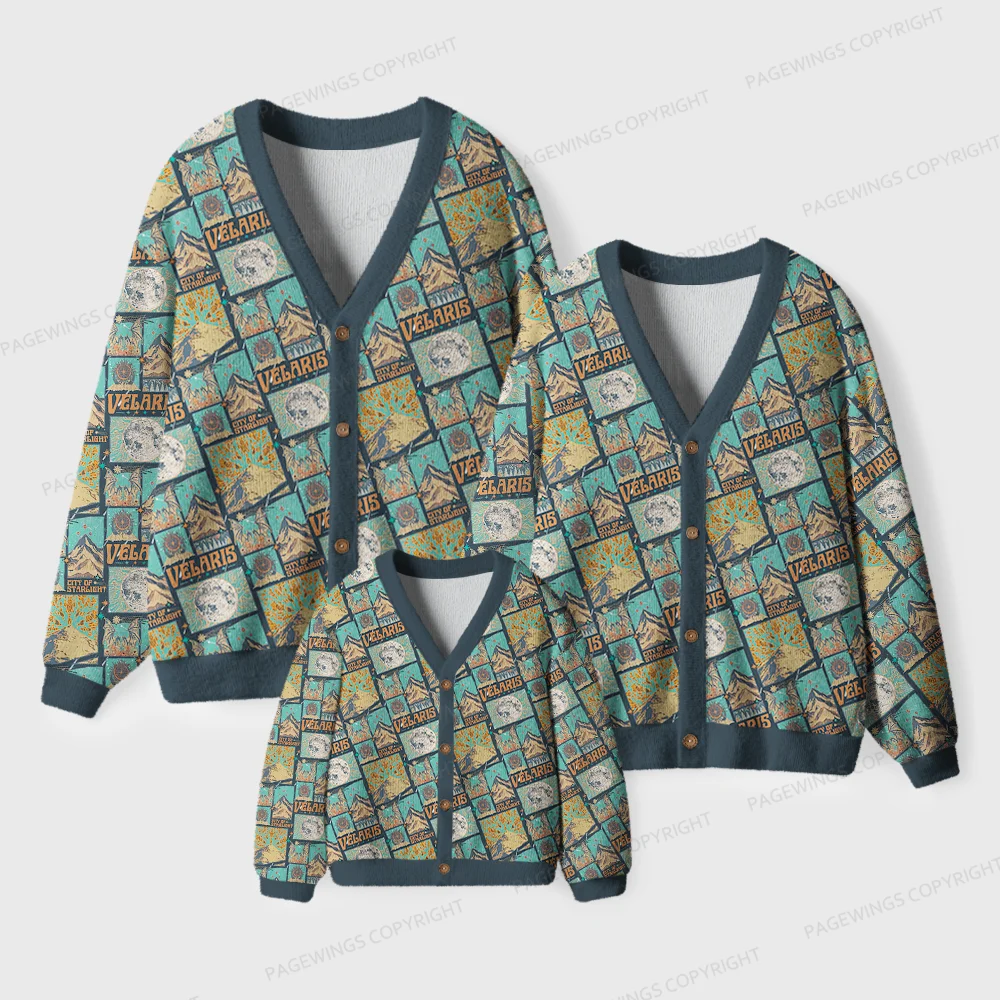 Pagewings Velaris Map Unisex Ugly Cardigan Sweaters