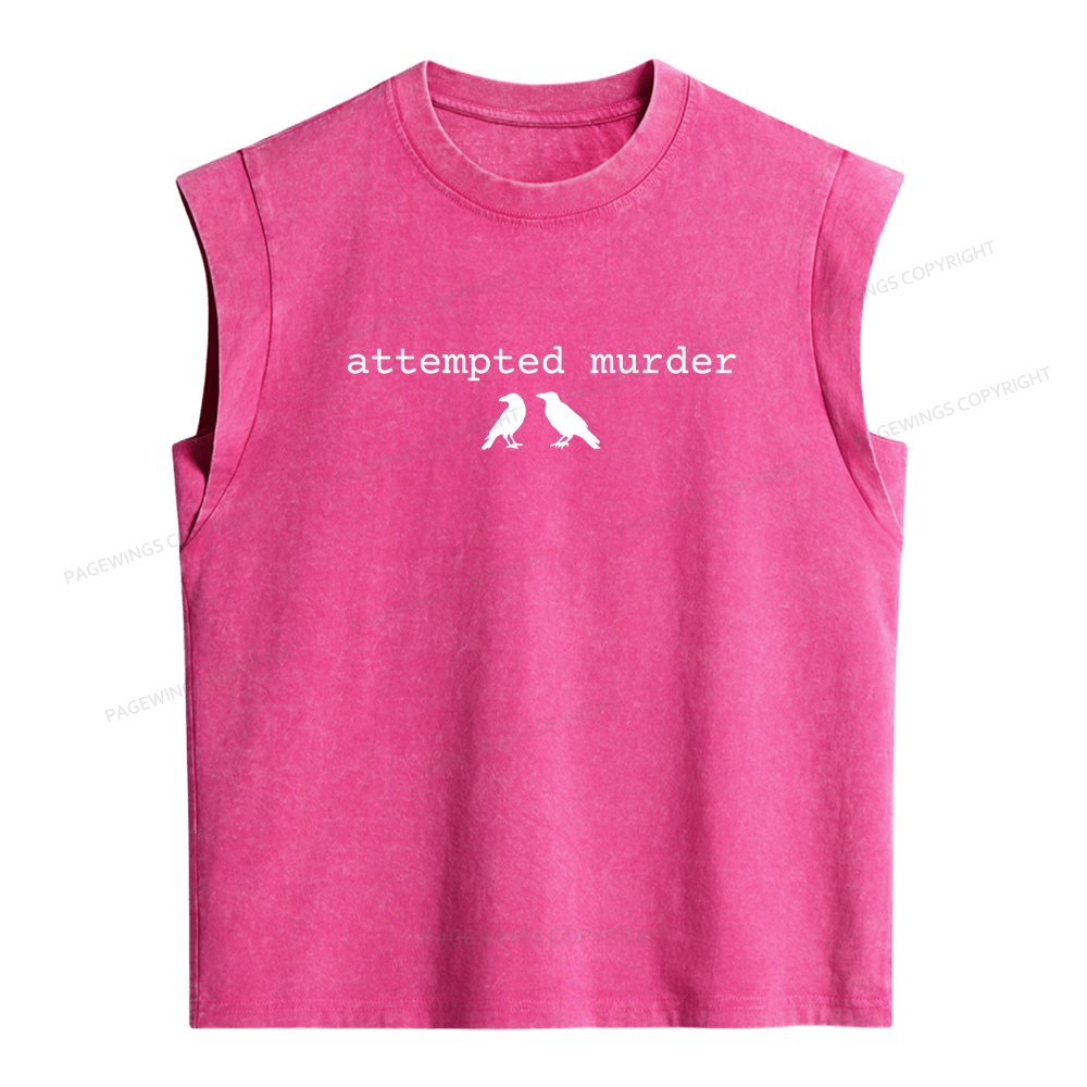 Pagewings Attempted Murder Crow Women's Washed Tank Top
