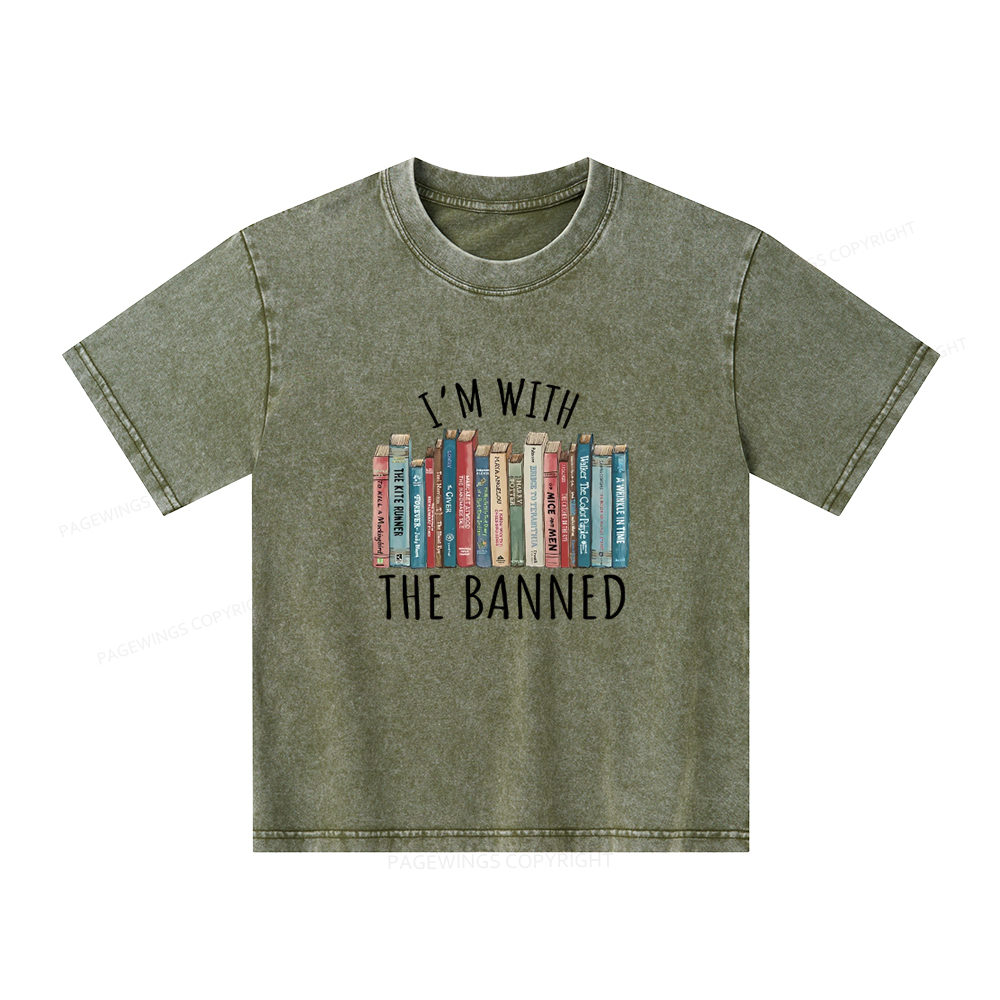 Pagewings I'm With The Banned Unisex Kids Washed T-shirt