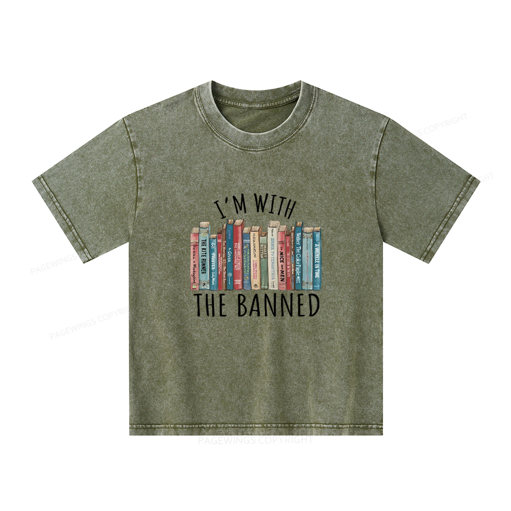 Pagewings I'm With The Banned Unisex Kids Washed T-shirt