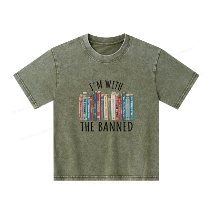 Pagewings I'm With The Banned Unisex Kids Washed T-shirt