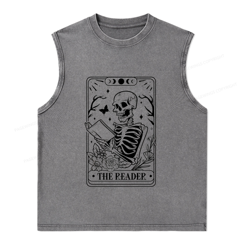 Pagewings Halloween The Reader Tarot Card Unisex Washed Tank Top