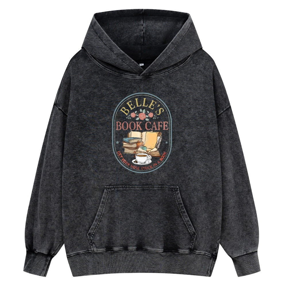 Pagewings Belles Book Cafe Unisex Washed Hoodie