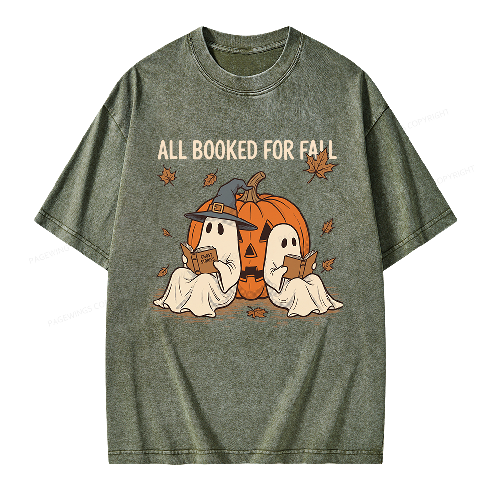 Pagewings All Booked For Fall Unisex Washed T-shirt