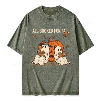 Pagewings All Booked For Fall Unisex Washed T-shirt