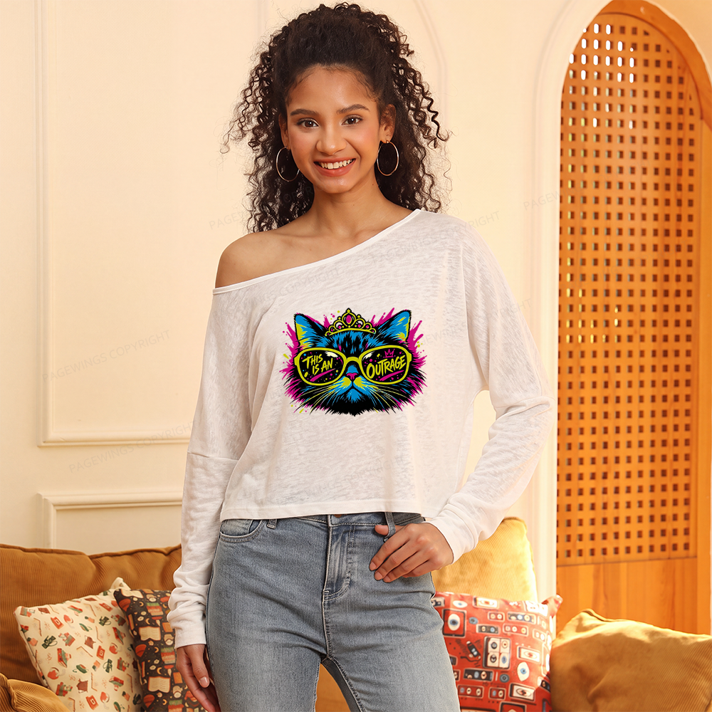 Pagewings Sci Fi Bookish Slouchy Long Sleeve Off Shoulder T-shirt