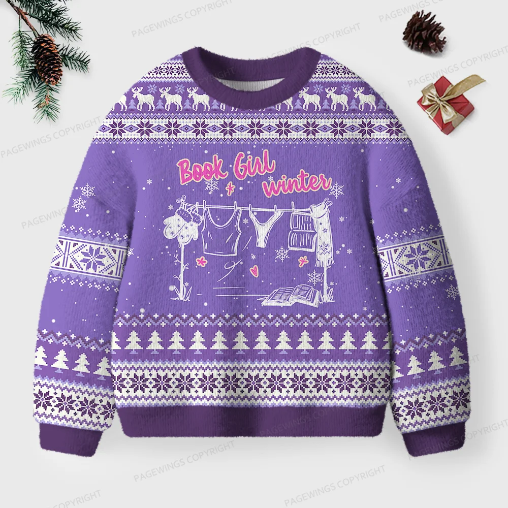 Pagewings Book Girl Winter Unisex Ugly Knit Sweatshirt