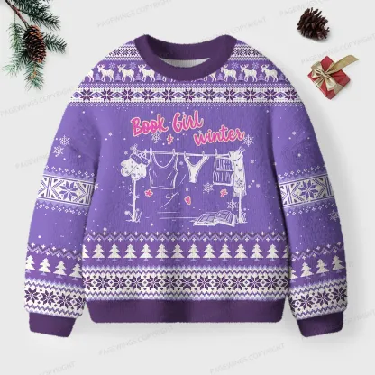Pagewings Book Girl Winter Unisex Ugly Knit Sweatshirt