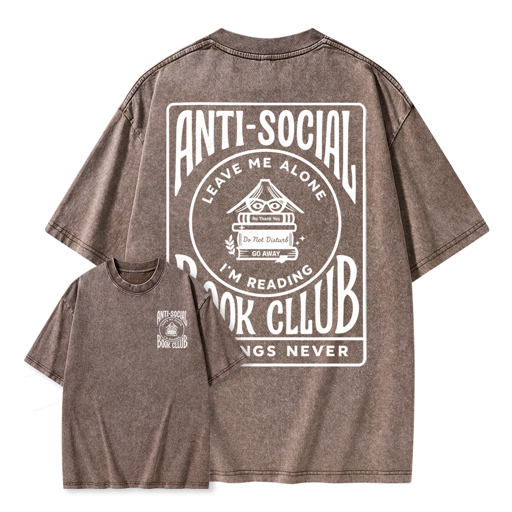 Pagewings Anti-Social Book Club Unisex Washed T-shirt