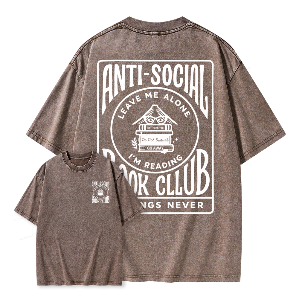 Pagewings Anti-Social Book Club Unisex Washed T-shirt