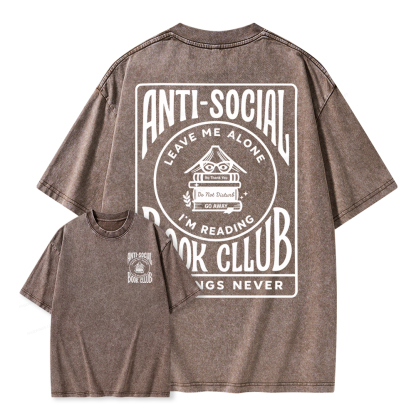 Pagewings Anti-Social Book Club Unisex Washed T-shirt